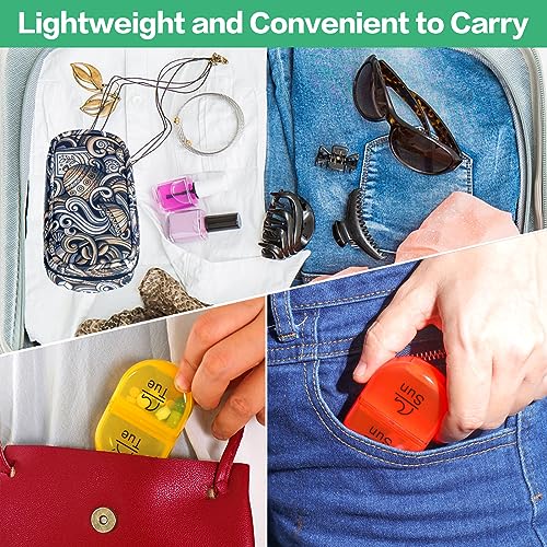 Image of Serfeymi Weekly Travel Pill Organizer 2 Times A Day AM PM Upgraded Rainbow Pill Box 7 Day with Portable Zipper PU Leather Pill Case, Medicine Organizer for Pills, Vitamins, Fish Oils - Brown 03