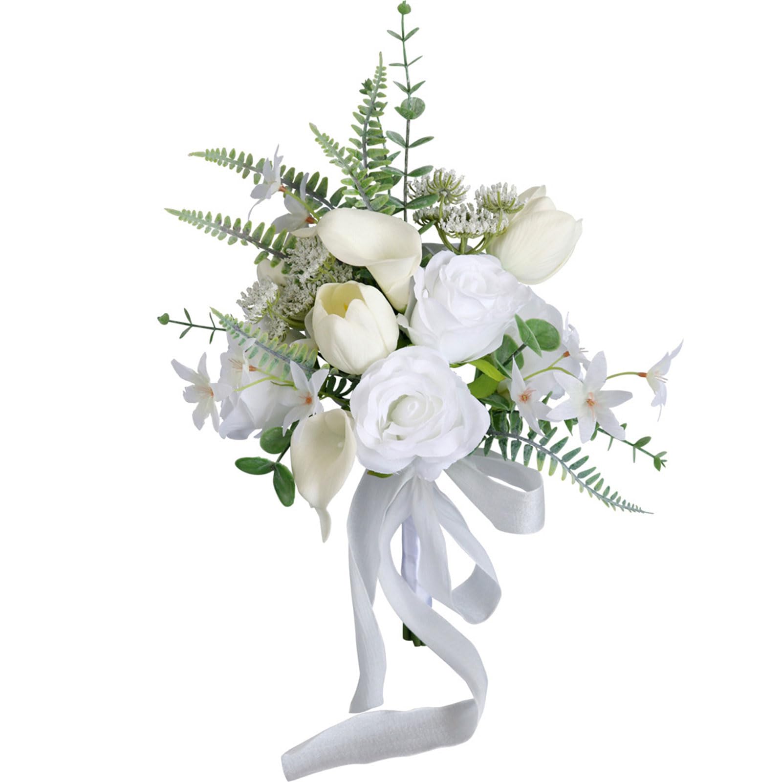 Hsioluted Bouquets Bridal Bouquets White Artificial Flower for Bridal, Wedding Decorations, Ceremony, Anniversary Decorations