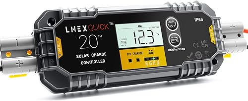 Controlador de carga solar impermeable de 20 A con conectores Anderson, controlador solar PWM de 12 V24 V con pantalla LCD para LiFePO4, AGM, gel,