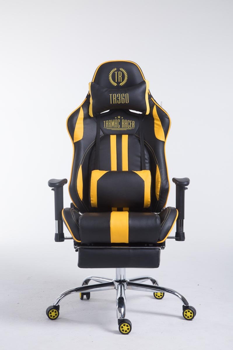 CLP Sedia Gaming Limit XL | Sedia Racing Similpelle I Portata Max 150Kg, Colore:Nero/Giallo, Poggiapiedi:con poggiapiedi