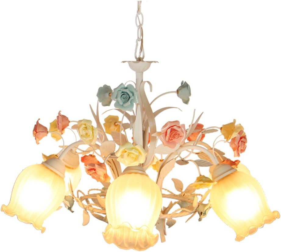 Fu Man Li Trading Company Chandelier idyllic wreath restaurant living room bedroom romance colored three chandeliers A+