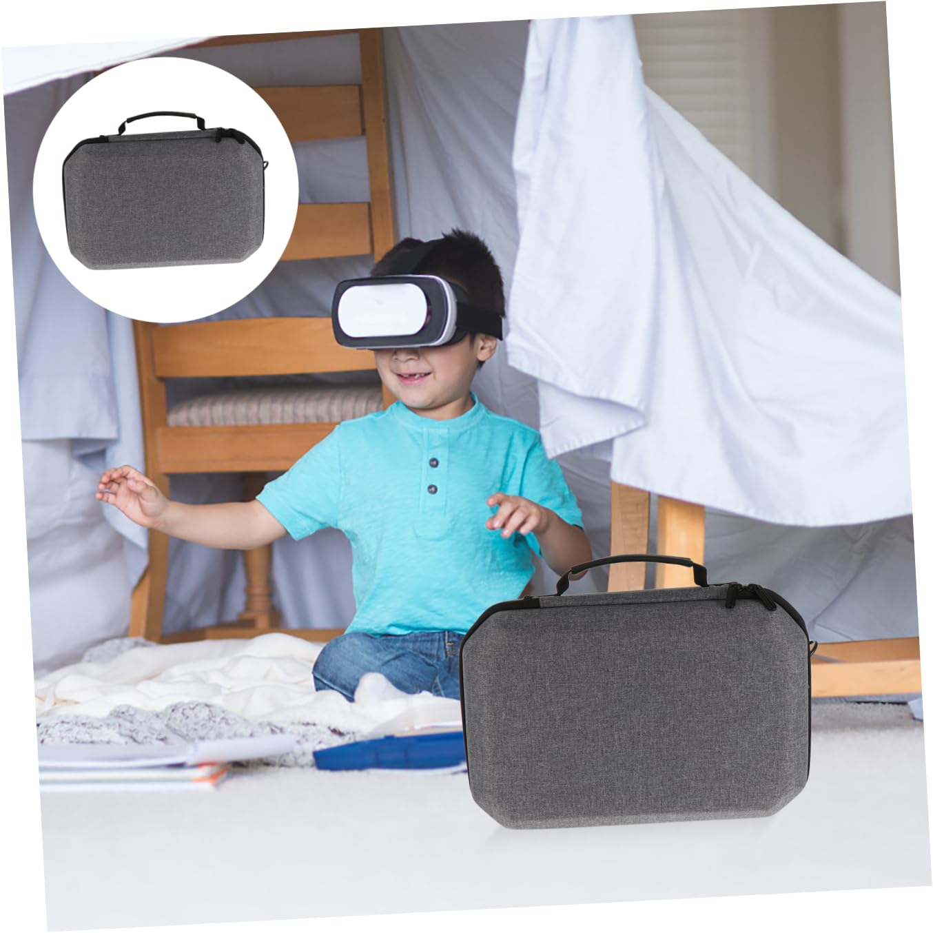 Uonlytech Caja de Almacenamiento para Gafas VR Bolsa Protectora de Eva Estuche de Transporte Compatible con Gafas VR de Segunda Generación Viajes y Protección contra Golpes
