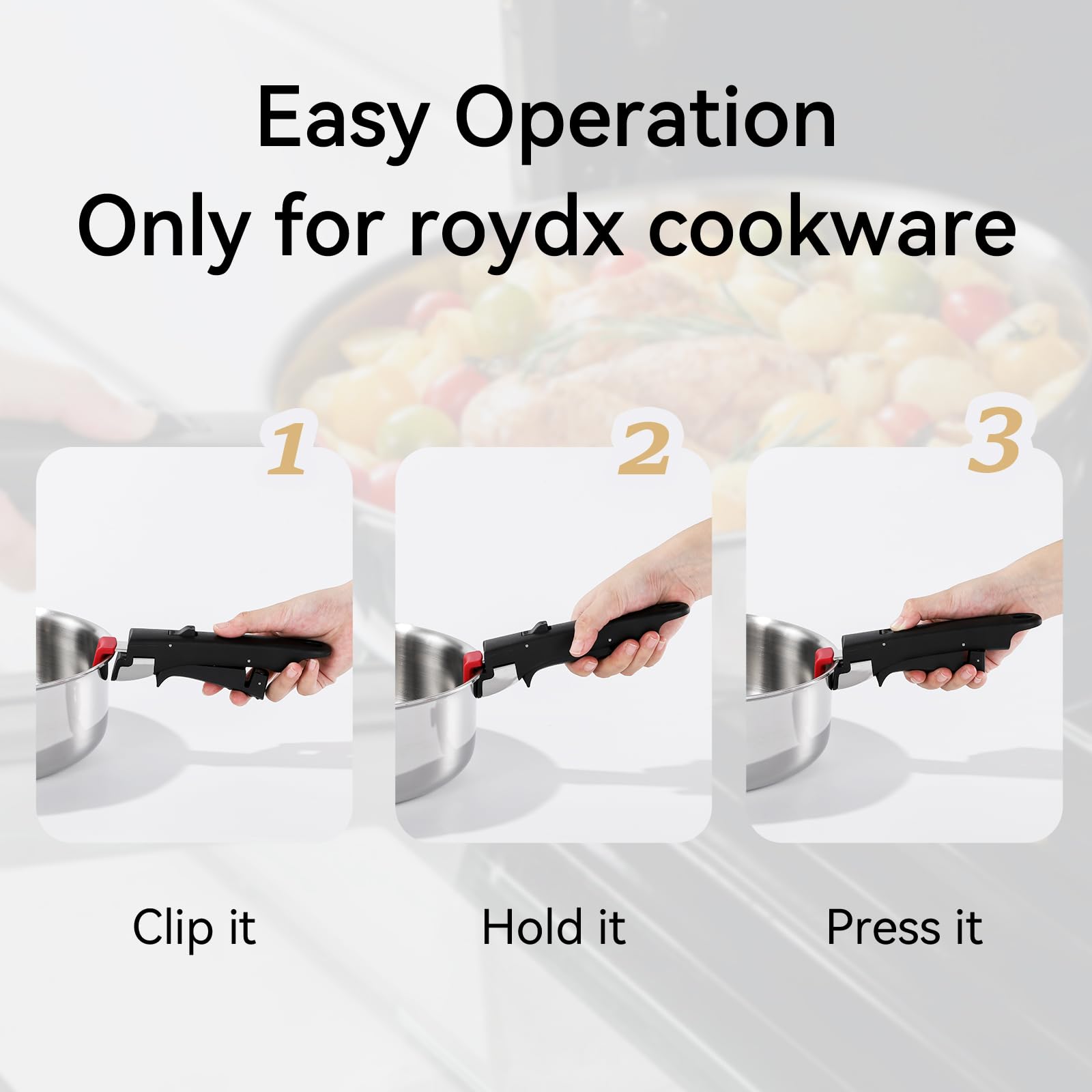 Removable Pot Handle with Bakelite Material Only for ROYDX Cookware Set Black
