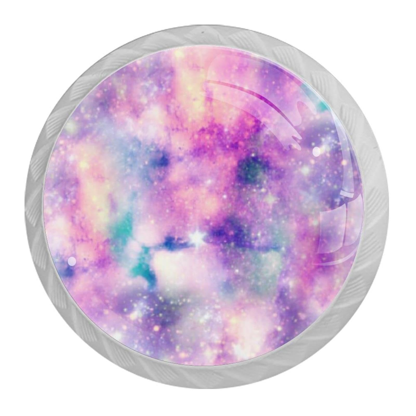 Tqmspg 4 Pieces Drawer Pulls Starry Galaxy Print Door Knobs Dresser Handles for Kitchen Wardrobe Cupboard Hardware Furniture