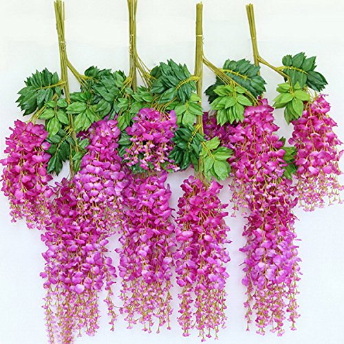 A2 : 1 Set 12pcs 110 cm Artificial Silk Wisteria Fake Garden Hanging Flower Plant Vine Home Wedding Party Event Decor VBQ49 P30