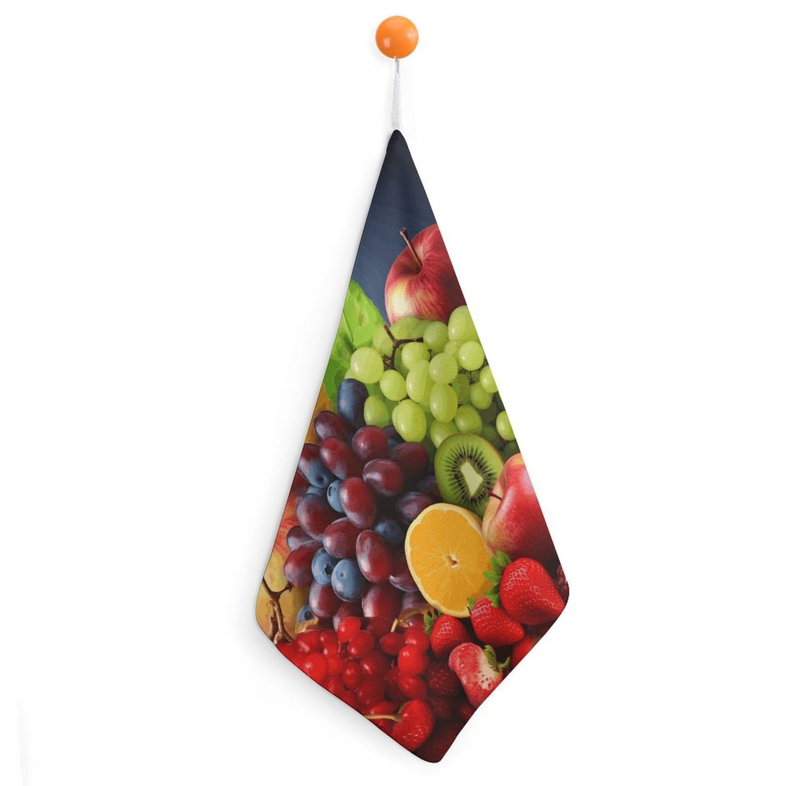 FodPand Fruits Hand Towels with Hanging Strap Fade Resistant Reusable Face Cloths Premium Dish Cloths Absorbent Washcloth Soft Small Towels for Kitchen Bathroom 11x11in