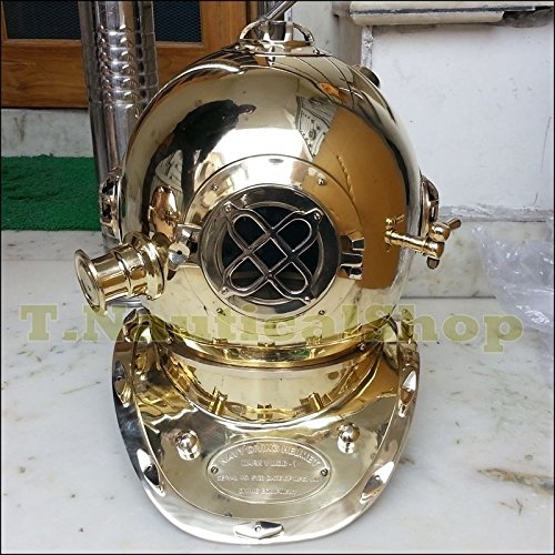 Mahira Nautical Antique Brass Diving Divers Helmet Full Size 18'' Vintage Nautical Decor Helmet B