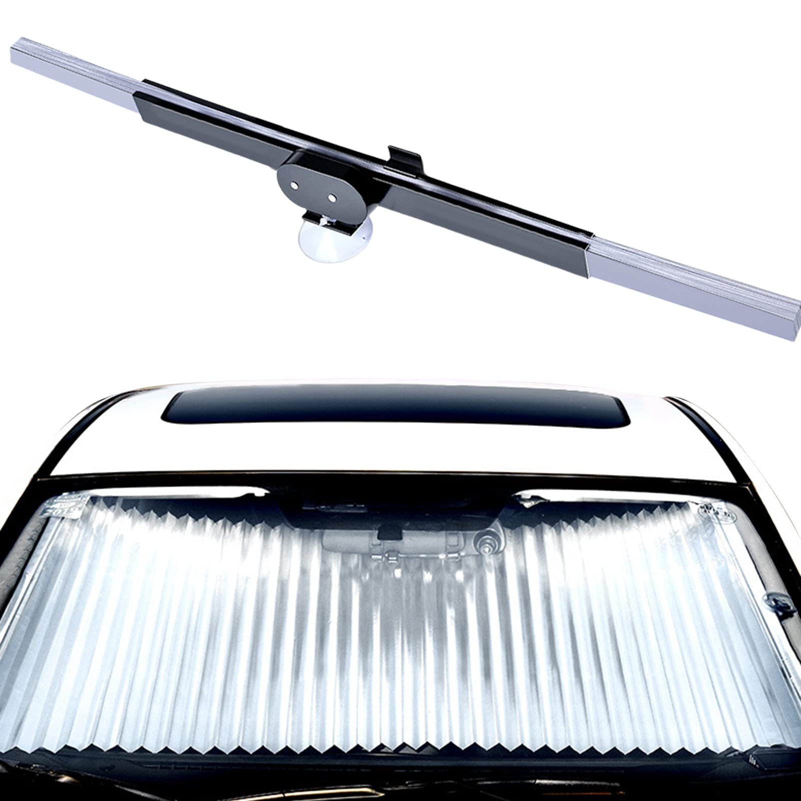 Cyhamse Cortina Parasol Coche Enrollable, Parasol para Parabrisas Delantero Potencia De Succión Duradera, Los Parasoles Universales para Automóviles Mantienen El Vehículo Fresco