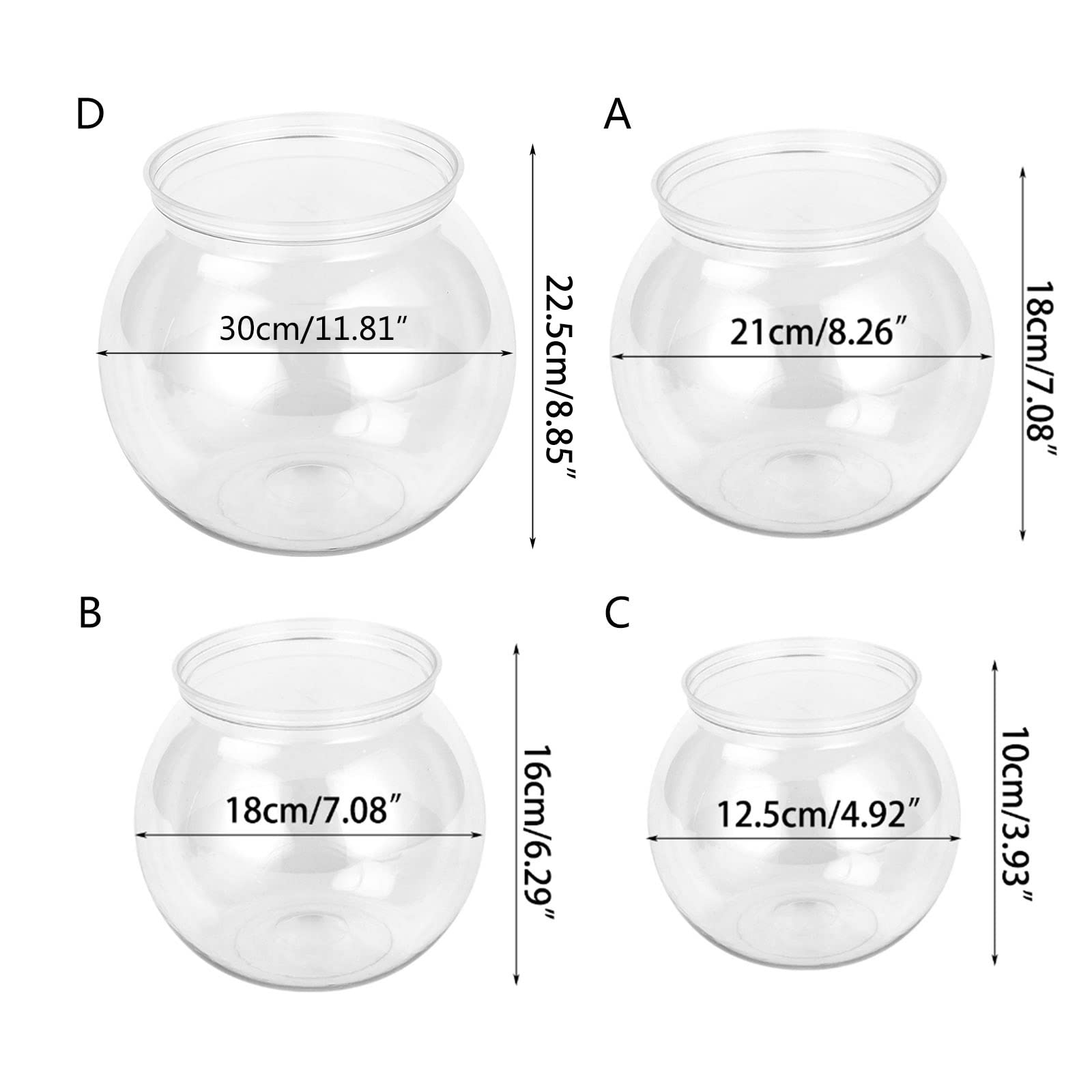 Ciotola Per Pesci Rotonda In Plastica Trasparente - Piccolo Acquario Per Decorazione, Centrotavola, Feste O Giochi, Ideale Per Libreria E Scrivania - Foto 5