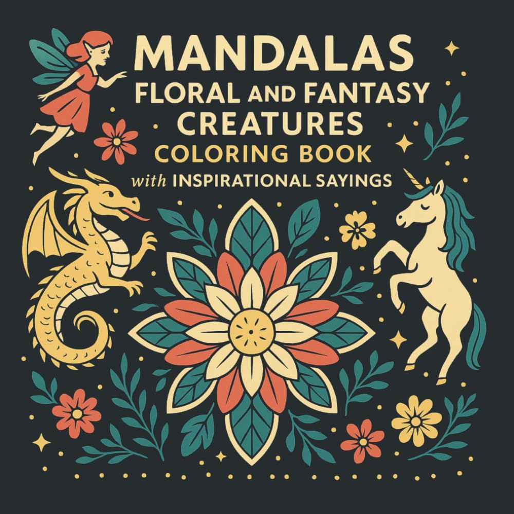 Mandalas Floral & Fantasy Creatures Coloring Book with Inspirational Sayings: A Magical Collection of 50 Intricate Mandalas Featuring Fairies, ... and Creativity (Floral Mandalas Collection)