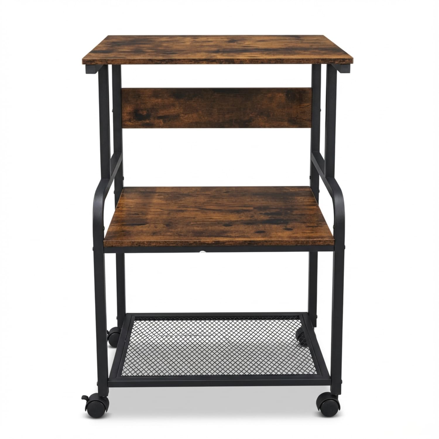 Mesa de impresión de 3 niveles con ruedas, soporte para impresora de madera y metal, 50 x 40 x 80 cm, mesa enrollable de hasta 70 kg, estilo industrial para impresora 3D y oficina en casa