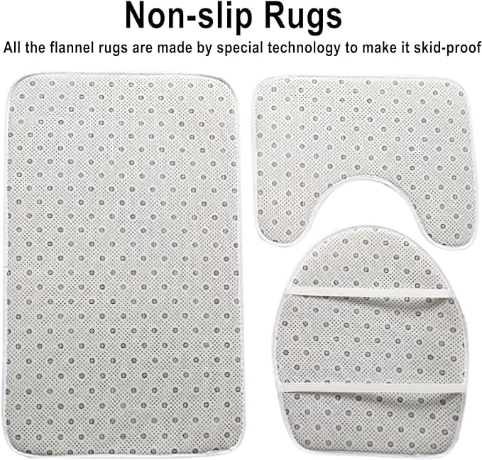 Bad Teppiche Set 3-Teiliges Schwarz Grün Abstract WC Vorleger Mit Ausschnitt Badematte Saugfähig WC Deckelbezug Badvorleger rutschfest Waschbar Toilettensitzbezug Badgarnitur (45x75cm) – Bild 4