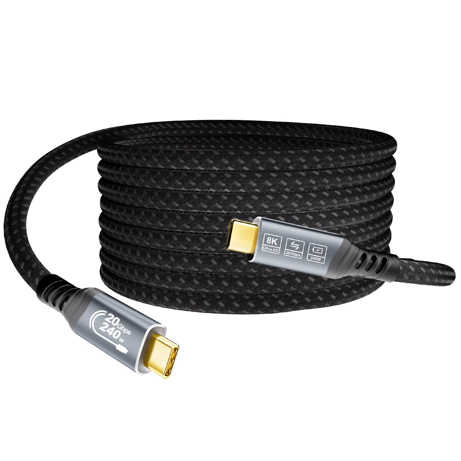 Cable USB C 1m (Cabo USB C 3.2 Gen 2×2, vídeo 8K@30Hz, 4K@144Hz/60Hz, carga rapida 240W/100W) Cable de datos USB tipo C de 20Gbps para Thunderbolt 4/3, MacBook, iPhone 17, SSD, Docking station — view 11