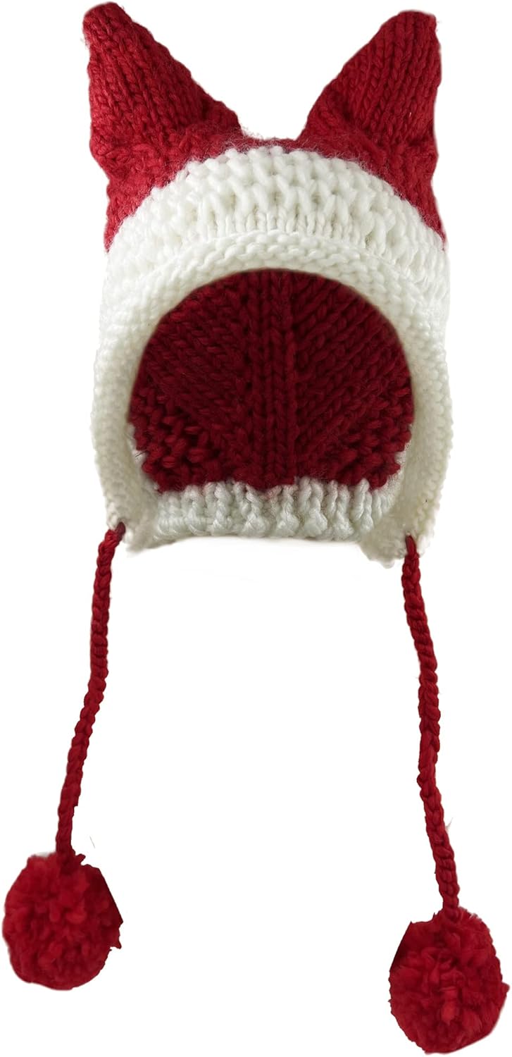 Miniatura 2 de Gorro de oreja de gato con solapa de oreja, pompón, lindo sombrero de orejas de zorro Y2k, gótico, hecho a mano, para mujeres, adolescentes, niñas,