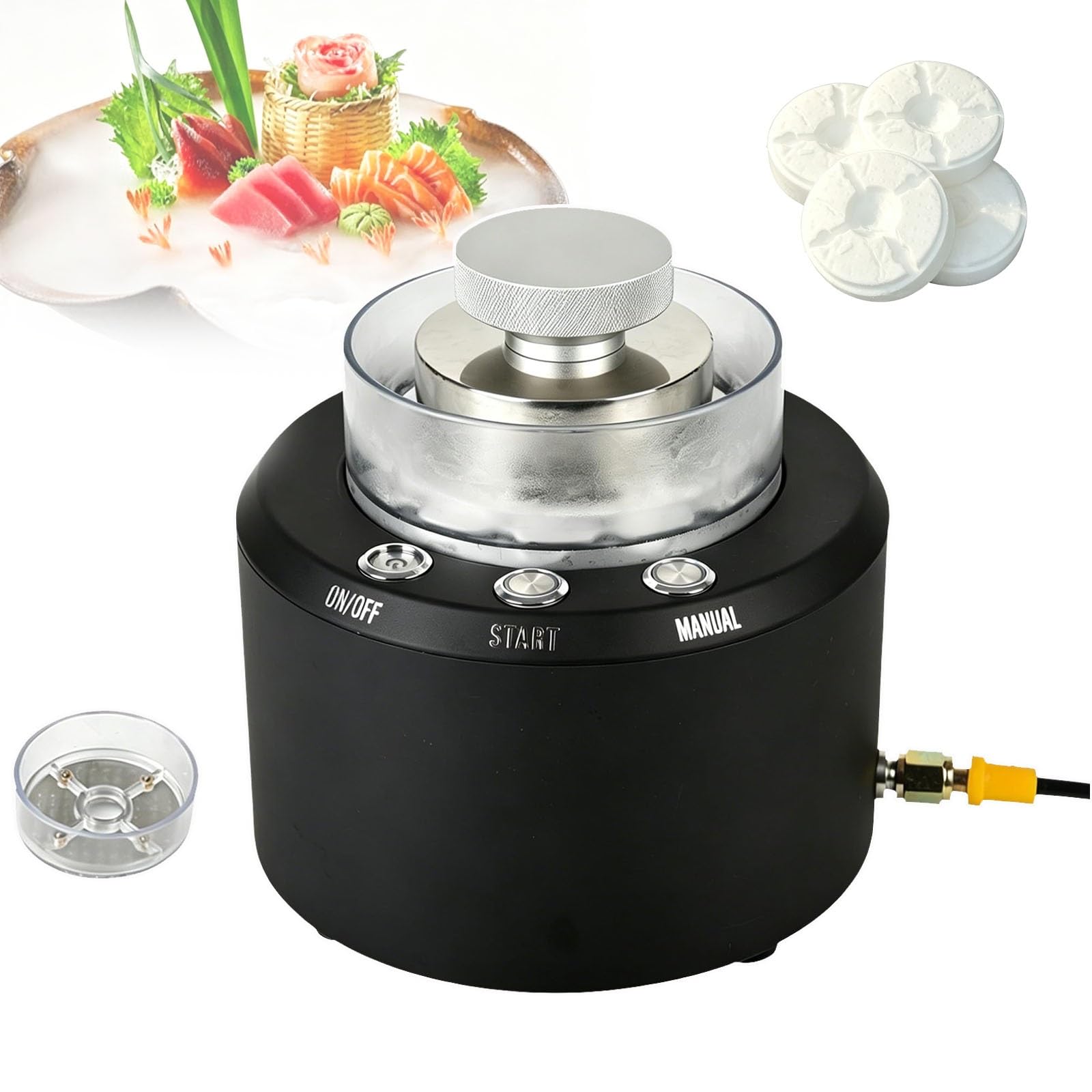 KJZQXYX 2-in-1 Dry Ice Maker & Fast Glass Chiller, Commercial Glass Chiller,12s Dry Ice Production,8 S/cup,for Restaurants,Nightclubs
