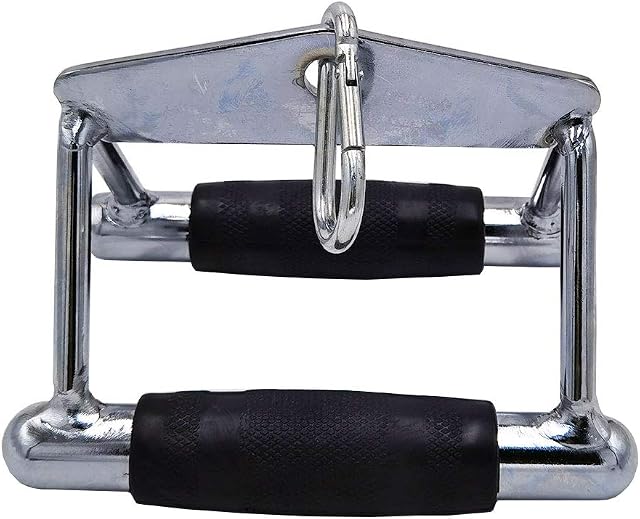 qibylift Deluxe LAT Pull Down Bar, Strength Training Deluxe Single Double D Handle Tricep Rope, V-Shaped Rotating Straight Press Down Bar for Weight Workout, Cable Machine Accessories (Rubber)