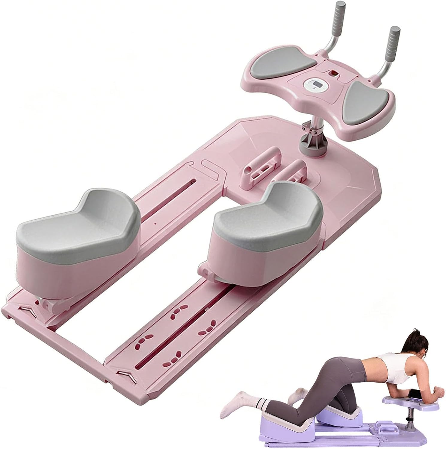 6-In-1 Spine Twist Trainer, Waist Trainer Machine Digital Timer Home Gym Equipment for Waist Trainer Workout Waist Toning Back Leg Stretching Pink
