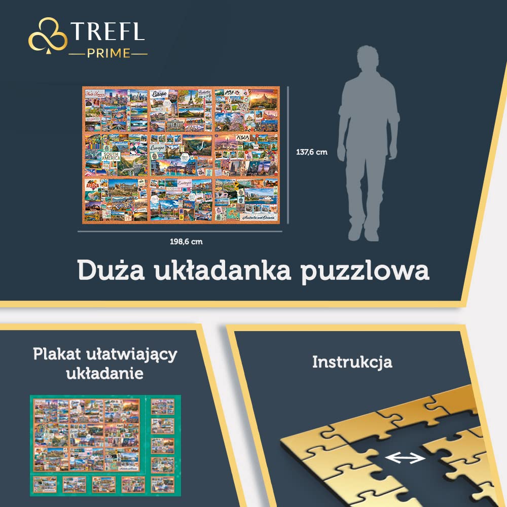 Trefl Prime - Puzzle UFT: The Journey of Thousand Miles - 13500 Elementów, Duża Układanka, Najgrubsza Tektura, BIO, Kolaż, Puzzle Podróżnicze, Kreatywna Rozrywka dla Dorosłych i Dzieci od 12 Lat