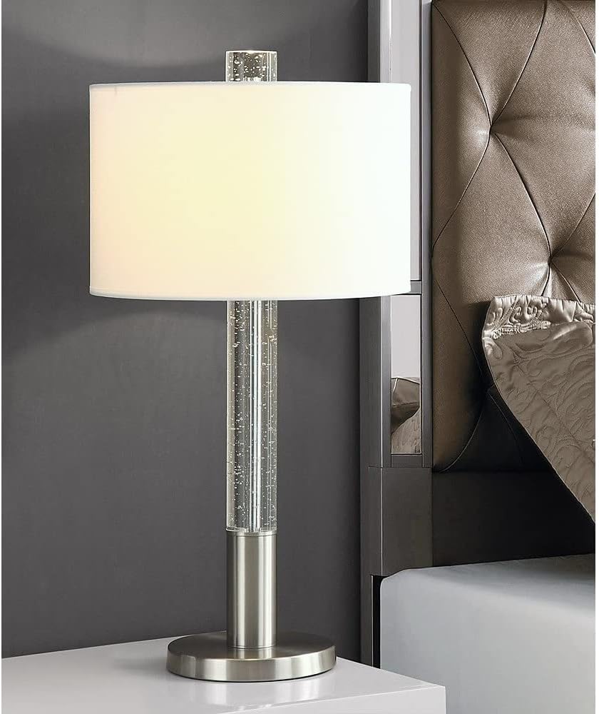 HOMEGLAM Fusion 30" H Bubble Crystal Table Lamp, Modern Table Lamp - Brushed Nickel