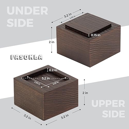 Miniatura 2 de FASONLA Elevadores de cama (juego de 8) elevadores de muebles de altura de 2 pulgadas, elevadores de madera maciza de roble para cama, muebles,