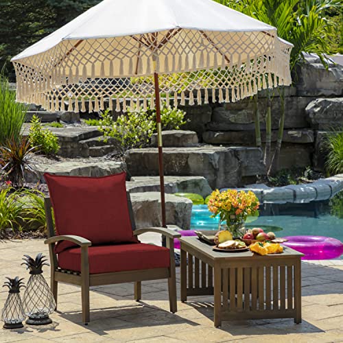Image of Arden Outdoor Deep Seat Cushion Set (2-Pack), 22 in x 24 in, Weather-Proof, Rain-Proof, Fade Resistant Patio Cushion for Chair, Sofa, and Couch Ruby Red Leala