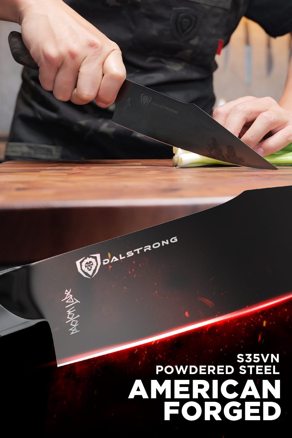 Dalstrong Santoku Knife - 7 inch - Spartan Ghost Series - Premium American Forged S35VN Powdered Steel Kitchen Knife - Razor Sharp Kitchen Knife - Maple & Red Resin Handle - Vegetable Knife - Sheath