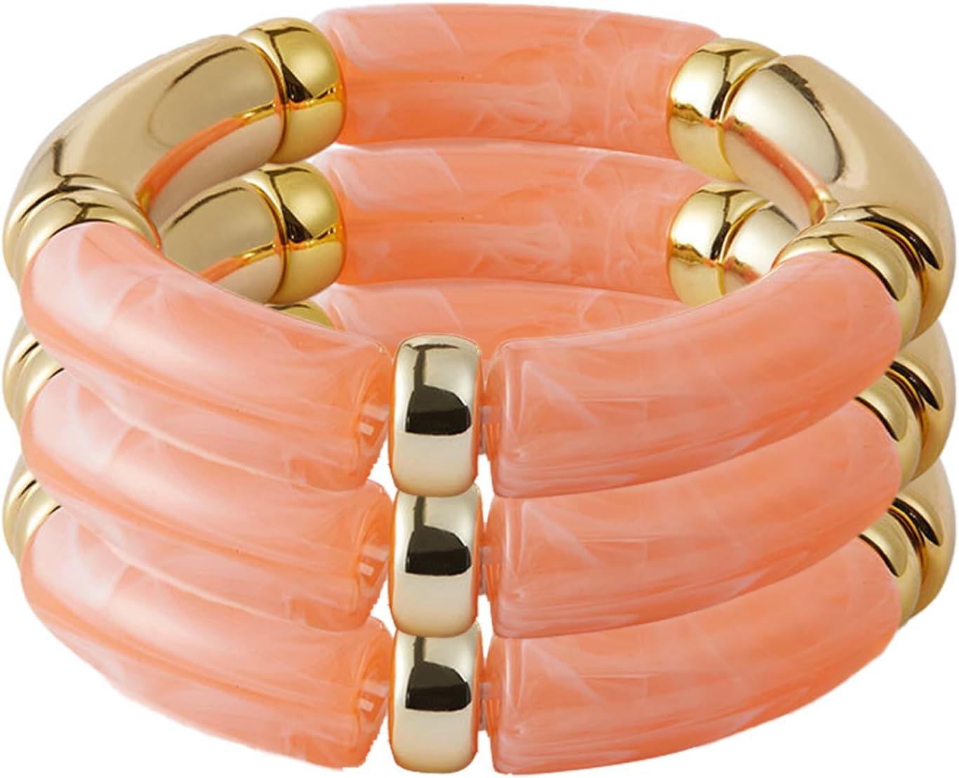 KOLODOGO 3PCS Chunky Bangles Bracelets for Women Stackable Chunky Bracelets Acrylic Bamboo Bracelet Stretch Bracelets for Women as Jewelry Gift