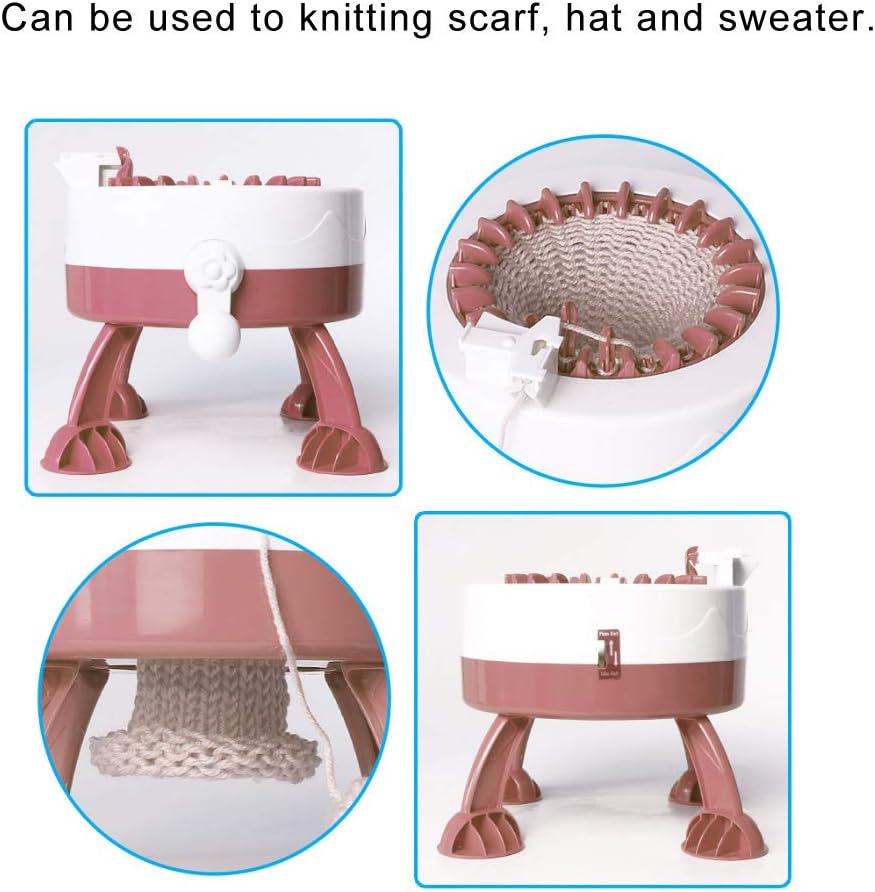 Rodipu Hand Crank Sewing Machine, Hand-Knitted Knitting Machine, Mini Knitting Weaving Loom for Beginner Knitting Board Rotating Tools DIY Knitting Machine Toy for Knitting Scarf/Hat/Sweater