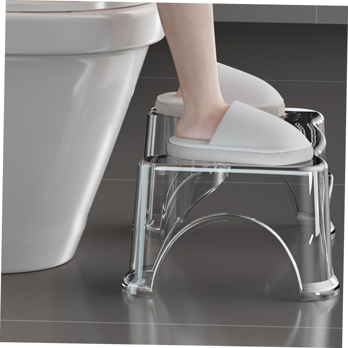 Sgabello per Wc Trasparente Antiscivolo Multifunzione Sgabello Bagno Elevato per Indipendenza e Allenamento Vasino Pedana per Toilette per Uso Quotidiano