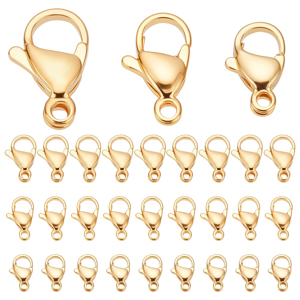 Accessori Creazione Bijoux 30 Pezzi Fermagli Per Gioielli In Oro - 3 Taglie Con Moschettone Per Braccialetti E Collane Chiusure Aragosta - 11