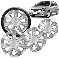 Kit 4 Calotas Clio 2014 E 2015 Aro 13 Prata Aro De Pressão Grid