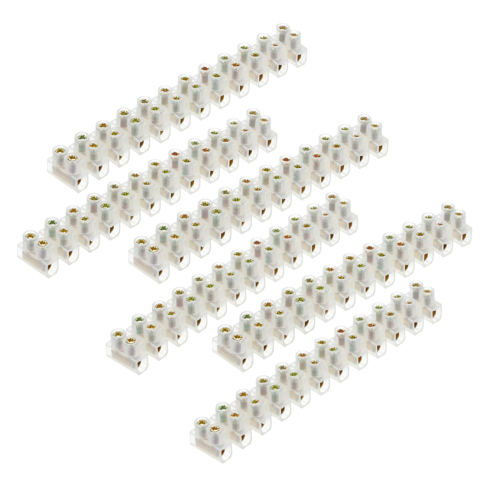 uxcell Terminal Block 12 Positions 380V 5A Dual Row Screw Terminal Strip Block Terminals Barrier Strip Wire Connector 6 Pcs