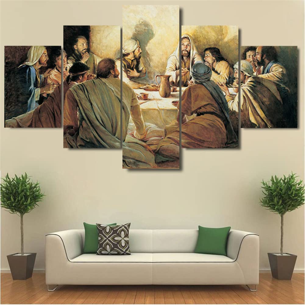 5D Diamant Peinture 5 Pièces Combinaison Kits Complet DIY Diamond Painting Adultes Enfant Grand Format Strass Point de Croix Broderie Le Décor de Mur à la Maison(Leader réligieux )-Round drill,Size3
