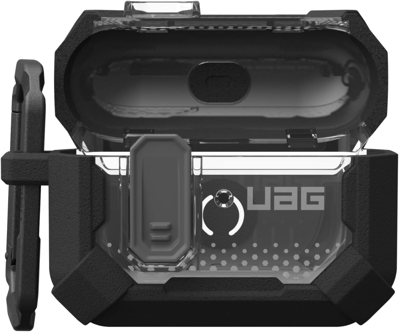 URBAN ARMOR GEAR UAG Designed for AirPods Pro 2nd Gen Case with Lock Plasma, Rugged Hard Shell Military Grade Protective Cover with Secure Lock & Detachable Carabiner Clip, Black