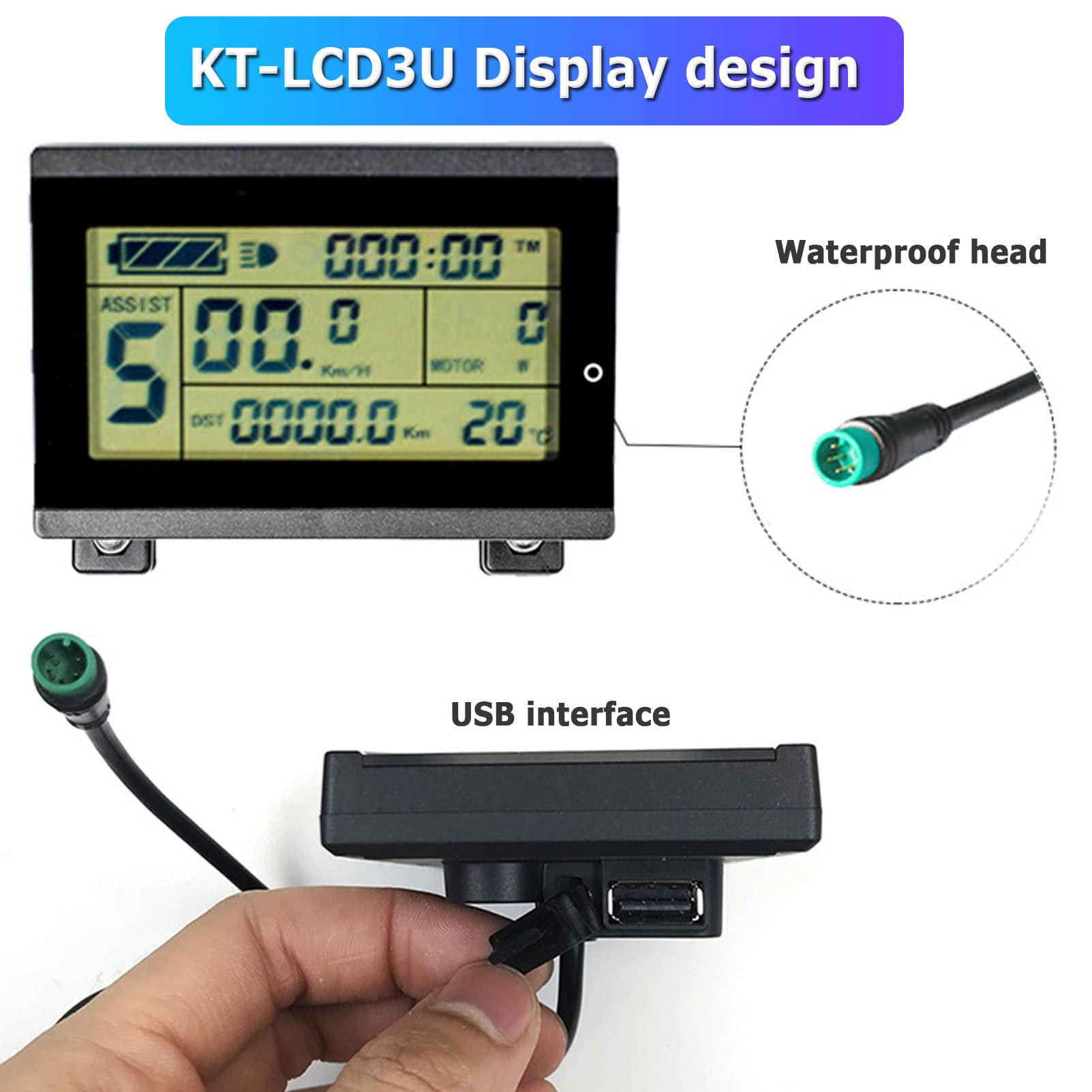 Mélange de Vitesse électrique, Compteur Intelligent de vélo électrique étanche, Compteur d'écran électrique LCD, Compteur d'affichage de données d'écran pour Le vélo électrique des Scooters