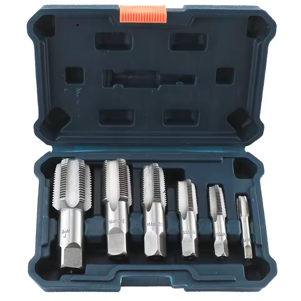 Aundhegrtt for Clean for Woodworking Accurate Threads 6-Piece NPT Pipe Tap Set Precise Steel Threading Tools