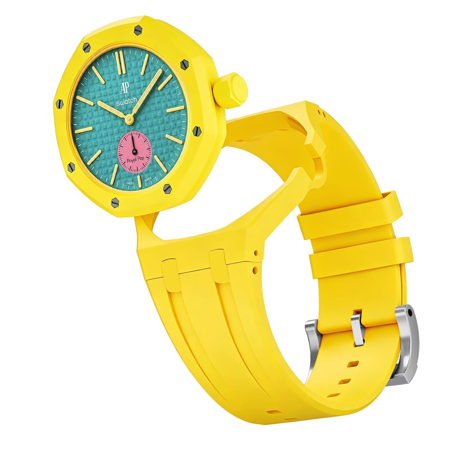 TingYR Correa Compatible con Swatch Royal Pop, Correa de Reloj de Silicona con Carcasa de Cerámica, Brazalete Cómodo e Impermeable.