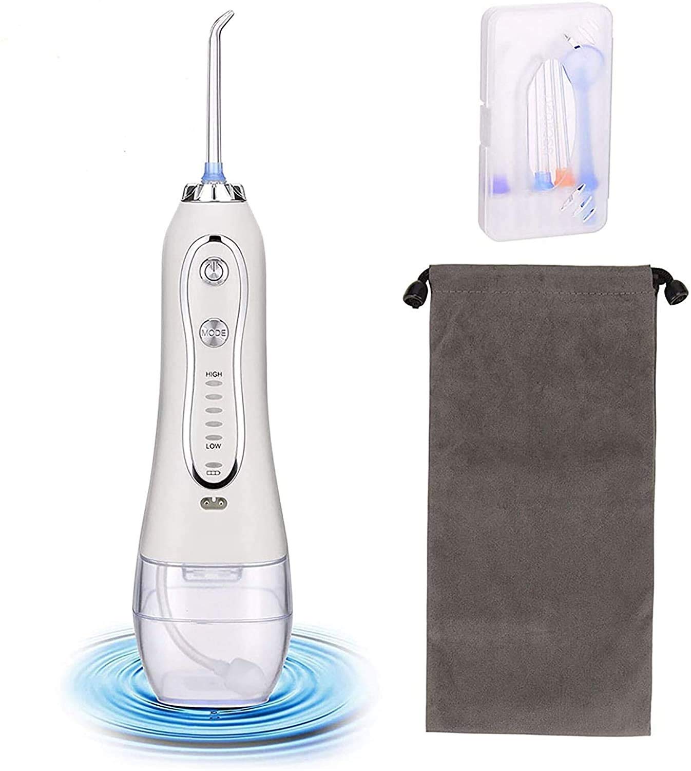Flosser dentaire de l'eau rechargeable sans fil: Nettoyeur de dents de puissance avec USB Câble, IPX7 Flosser imperméable for les ponts oraux Soins avec 5 mode, 30 0ml Réservoir d'eau détachable