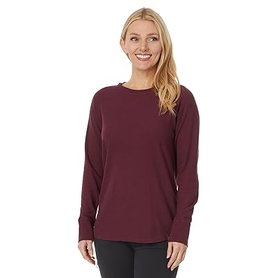 L.L.Bean Unshrinkable Mini Waffle T Shirts Long Sleeve Crew Neck Women