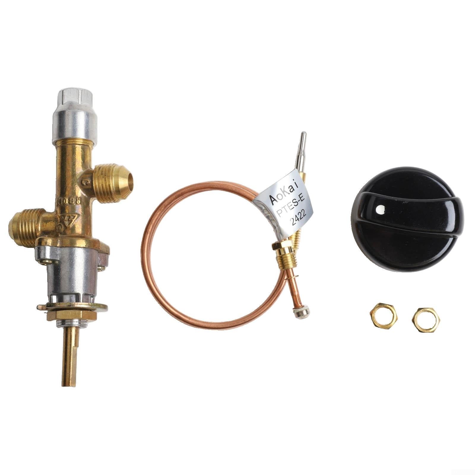 GLOBALHUT Safety Control Valve Kit, Gas Control Valve Kit With Knob And Thermocouple Wire Essential Safety Equipment, for Enhancing Safety In Fireplaces