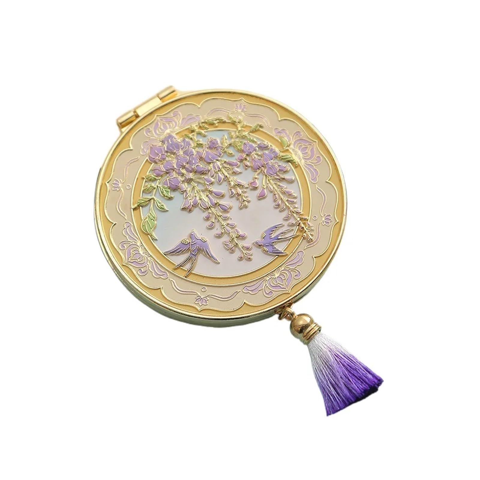 Dazhua Portable Folding Makeup Mirror - Exquisite Handheld Cosmetic Mirror for Women(Purple)