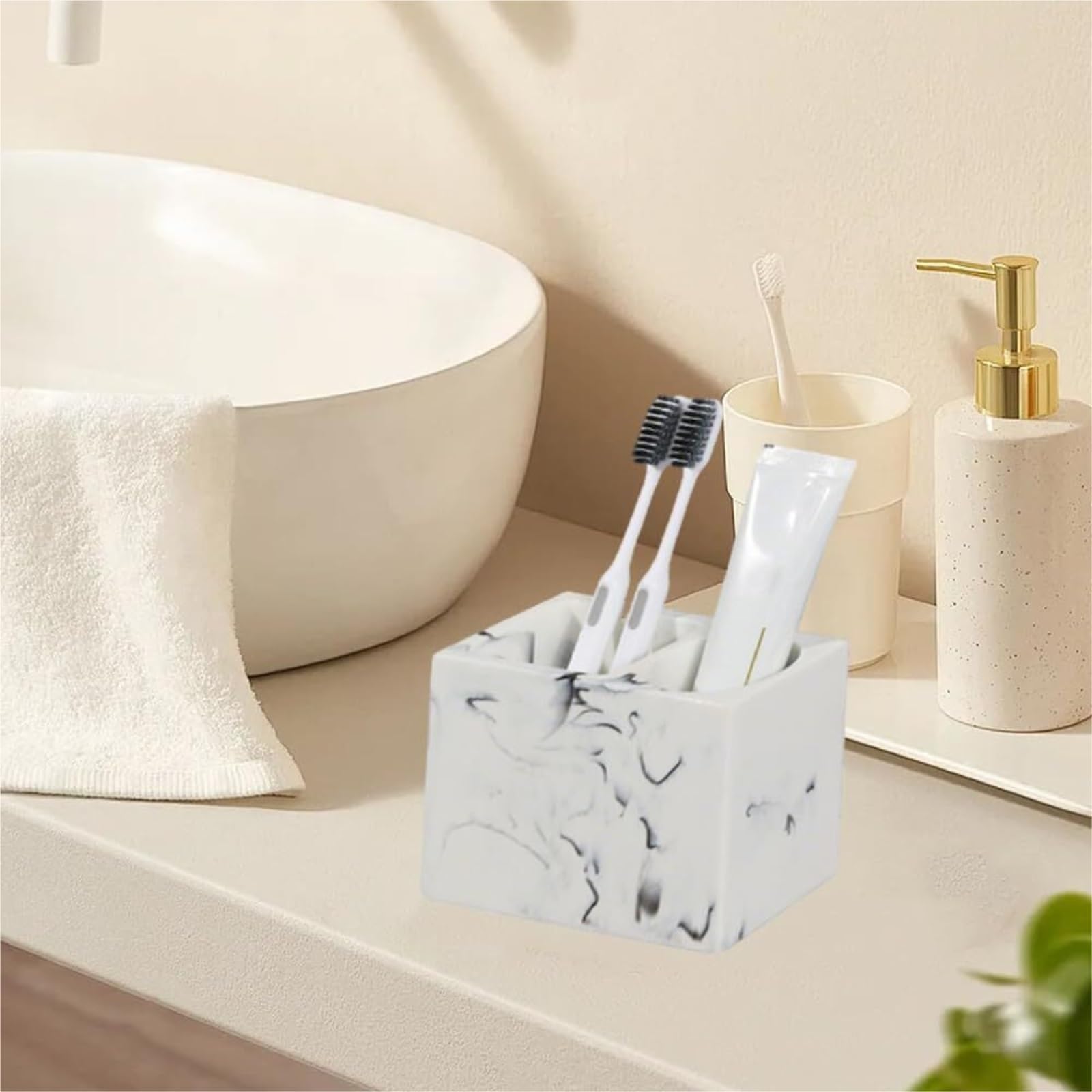 Porta Spazzolino Portaspazzolino for Organizer da Bagno, for Dentifricio, Appoggio Organizer Bagno(White)