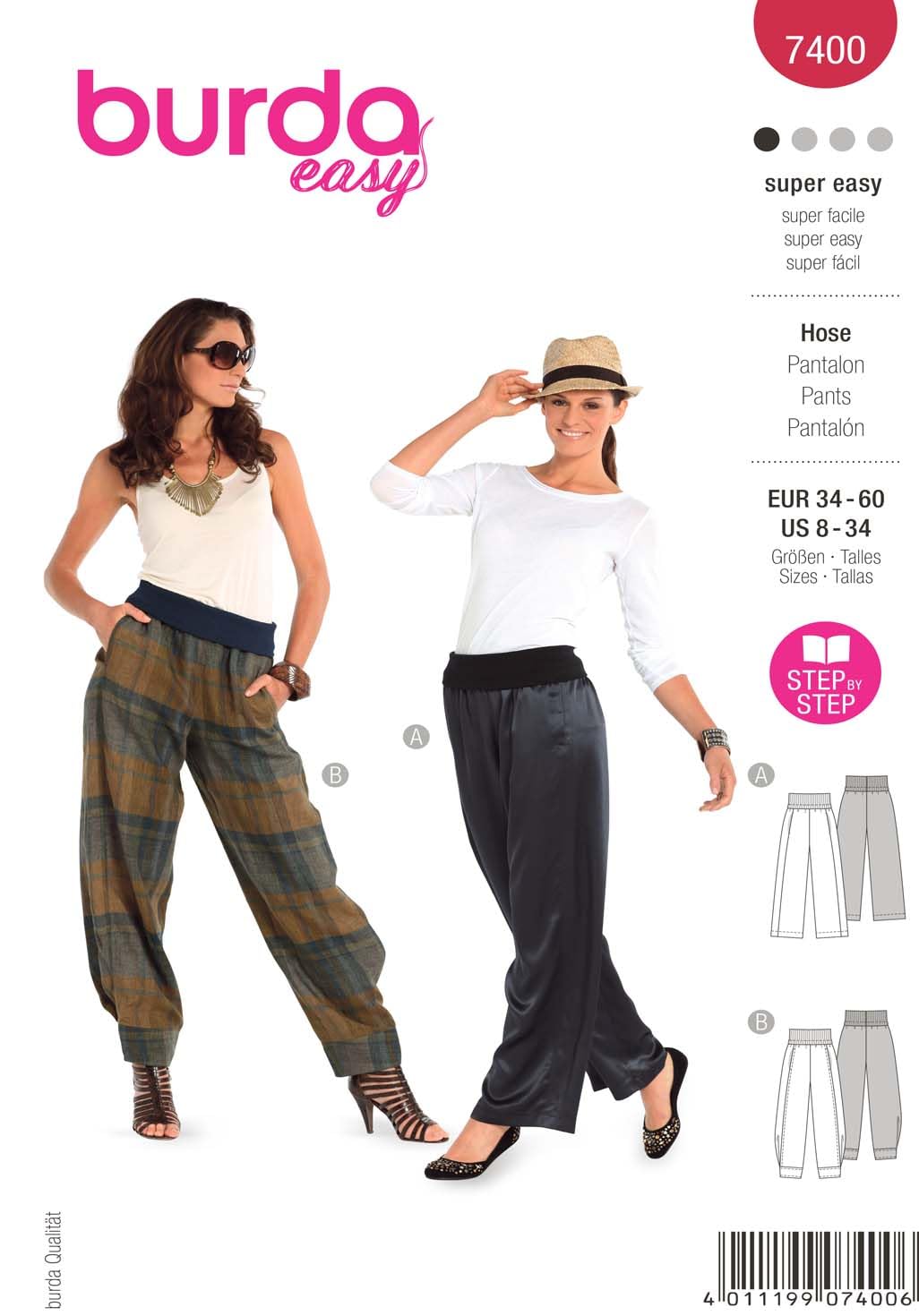 Burda Style Sewing Pattern B7400 Misses' Trousers
