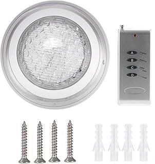 Underwater Swimming Pool LED Light with Remote Control, 12V 35W 360LEDs RGB Multi Colors Submersible Pond Lamp Wall Mounted Silver Inground Fountain Light for Pond Swimming Pool
