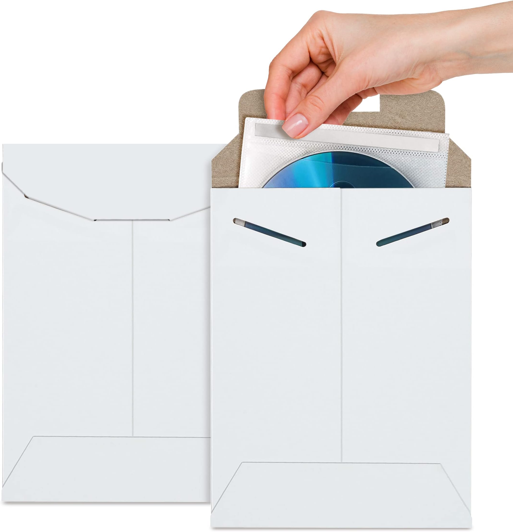 APQ Pack of 10 White Tab Lock Mailers 6 x 8 Rigid Paperboard Mailers 6x8 Chipboard Envelopes, Document Mailers, Tab Locking Closure. No Bend Photos, Diplomas. Ideal for CD, DVD, Booklets, Jewelry.