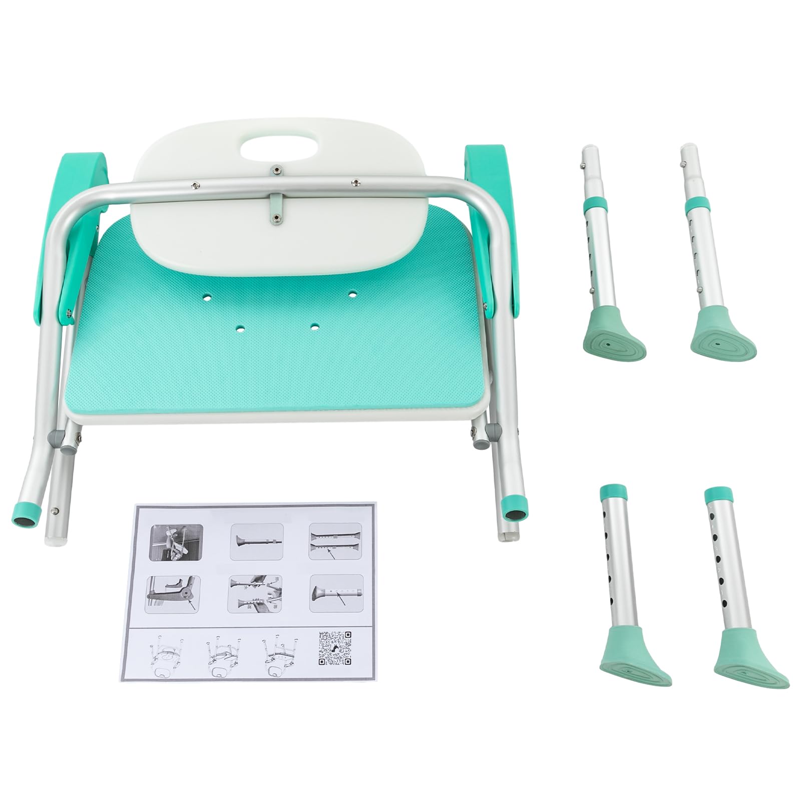 Silla de ducha para personas mayores, altura ajustable y antideslizante, taburete de ducha acolchado plegable con respaldo y reposabrazos, silla de baño de EVA para personas mayores, embarazadas y