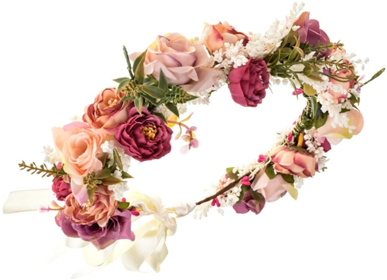 Fiore Corona Ghirlanda Capelli Corona Floreale Sposa Fascia Matrimonio Donne Ragazze Accessori for Capelli tiarate Testa