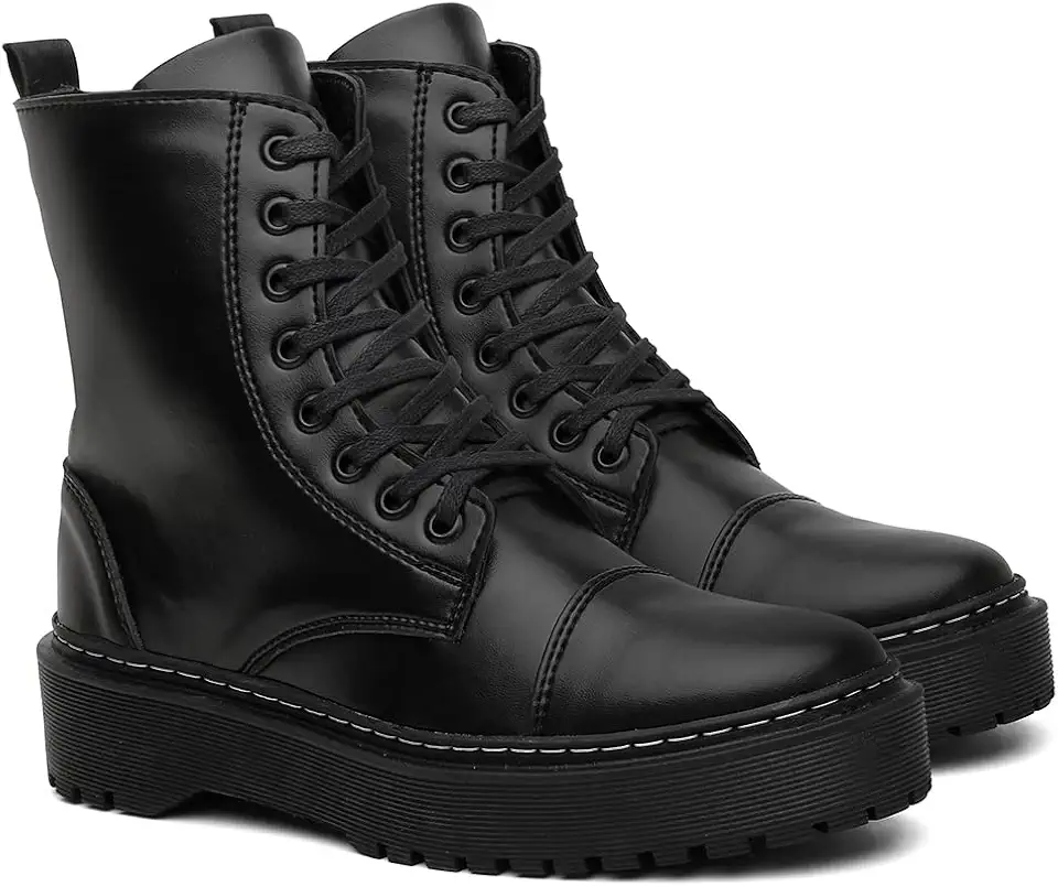 Bota Coturno Feminina Cadarço Zíper Conforto Casual