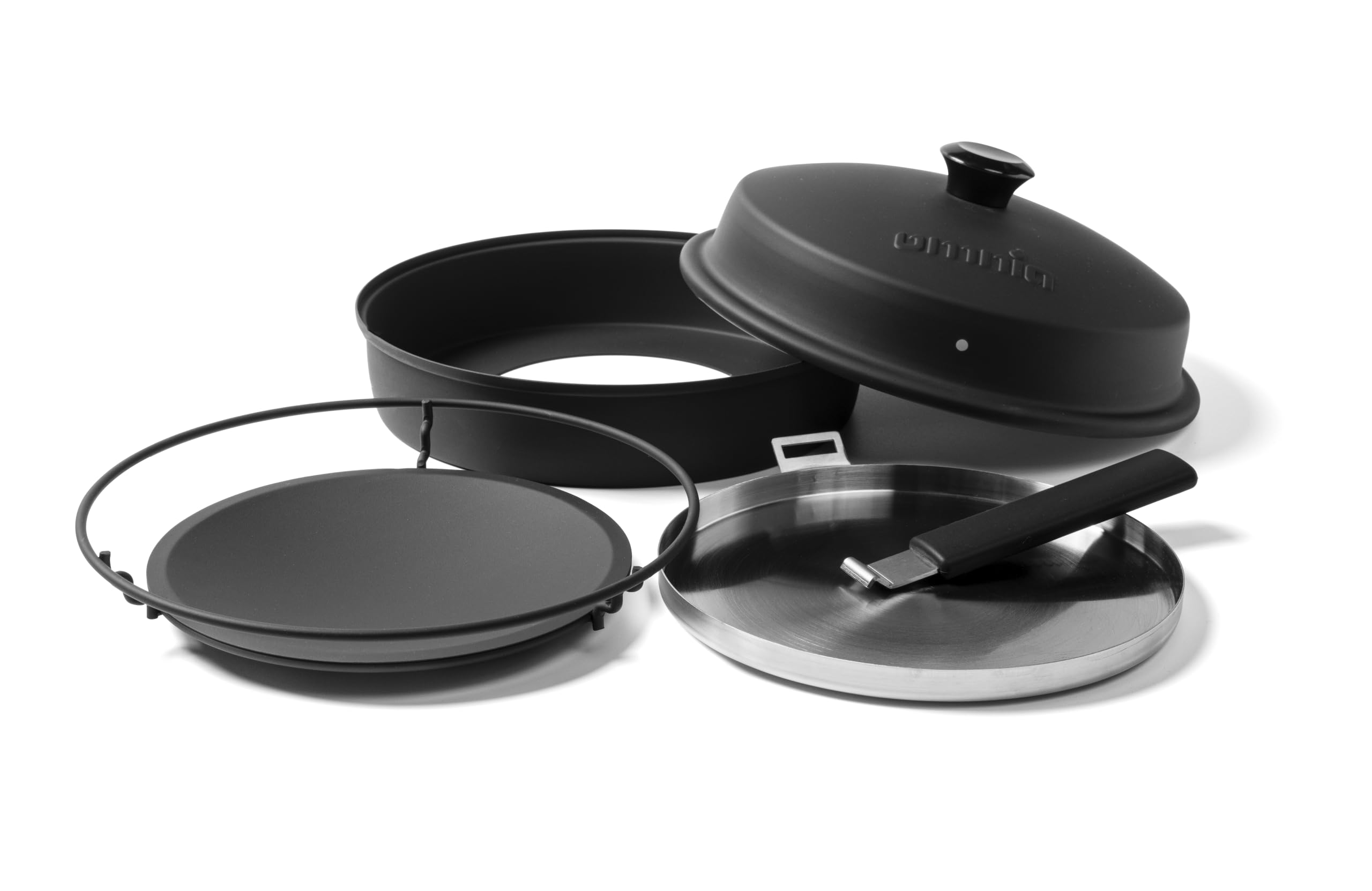 Omnia® Stovetop Pizza Oven – Tragbarer Pizzaofen für den Herd für Camping, Wohnmobil, Wohnwagen, Balkon und Boot – Mobiler Pizzaofen aus Edelstahl – Knusprige Pizza in 8 Minuten