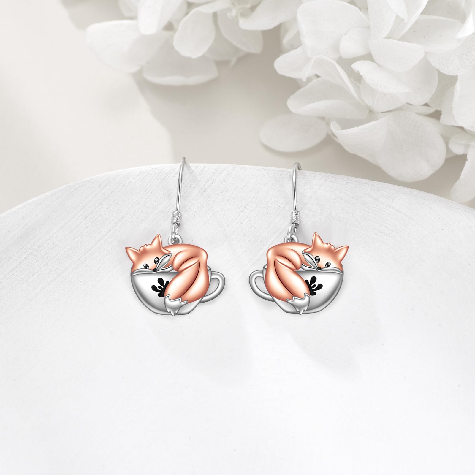 Tier Ohrringe Damen Mädchen Kinder 925 Sterling Silber Panda/Faultier/Koala/Fledermaus/Kürbis/Schwarze Katze/Hund Tassen Hängend Ohrhänger Niedlich Tier Ohrringe Schmuck Geschenk